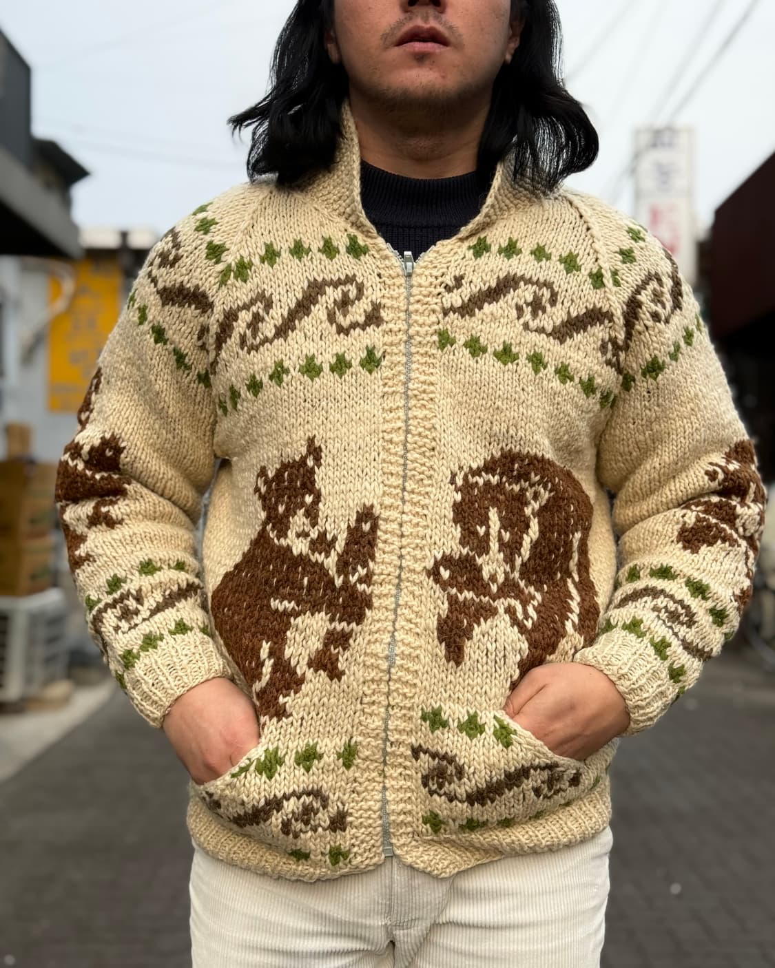 90-00‘s 인디오 코알라 & 알라스카 베어 패턴 코위찬 스웨터 M 상품이미지7