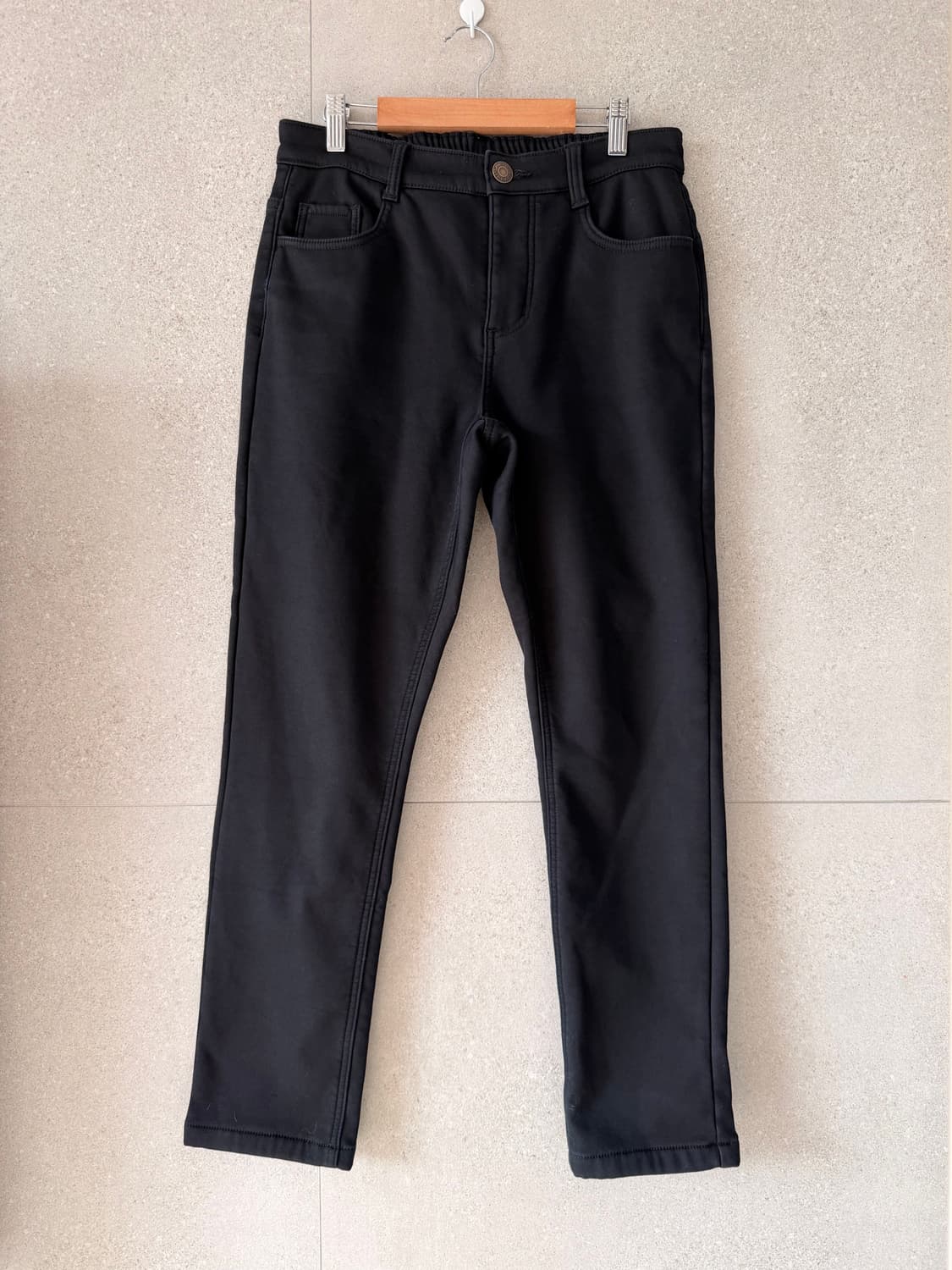 여성 기모 안감 블랙 바지 상품이미지1