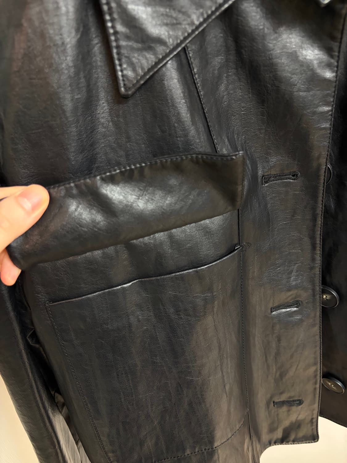 LIST 페이크레더 싱글버튼 자켓 상품이미지5