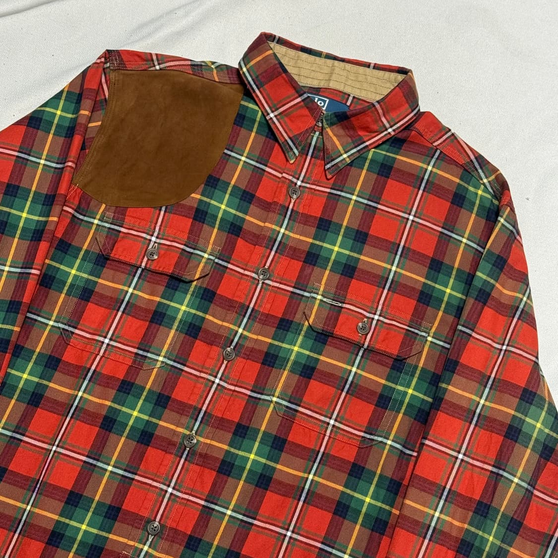 L 폴로랄프로렌 레더패치 타탄체크 셔츠 상품이미지1