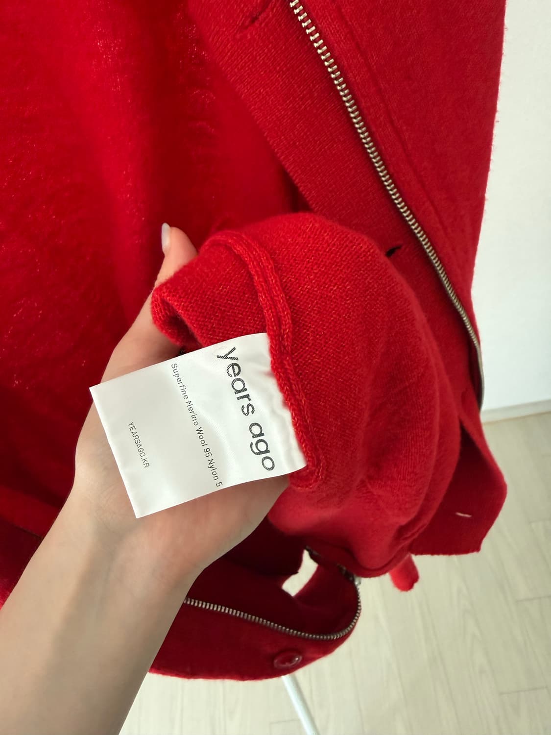 이얼즈어고 MERINO WOOL PLACKET KNIT ZIP UP 레드 상품이미지6