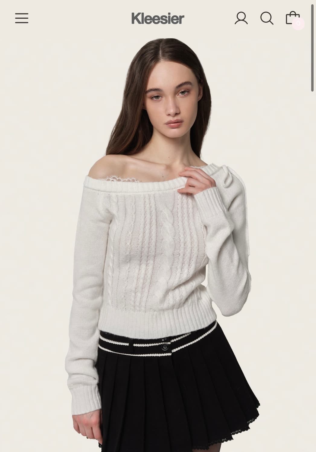 클리시어 로지 케이크 케이블니트 화이트 상품이미지1