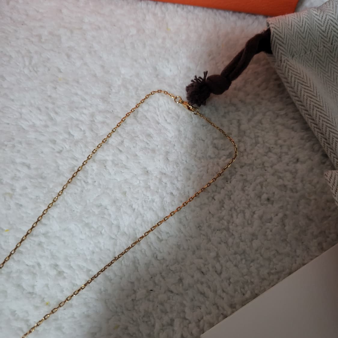 [1회착용/풀구성] MINI / 에르메스 팝아슈 목걸이 로즈골드 & 블랑 상품이미지5