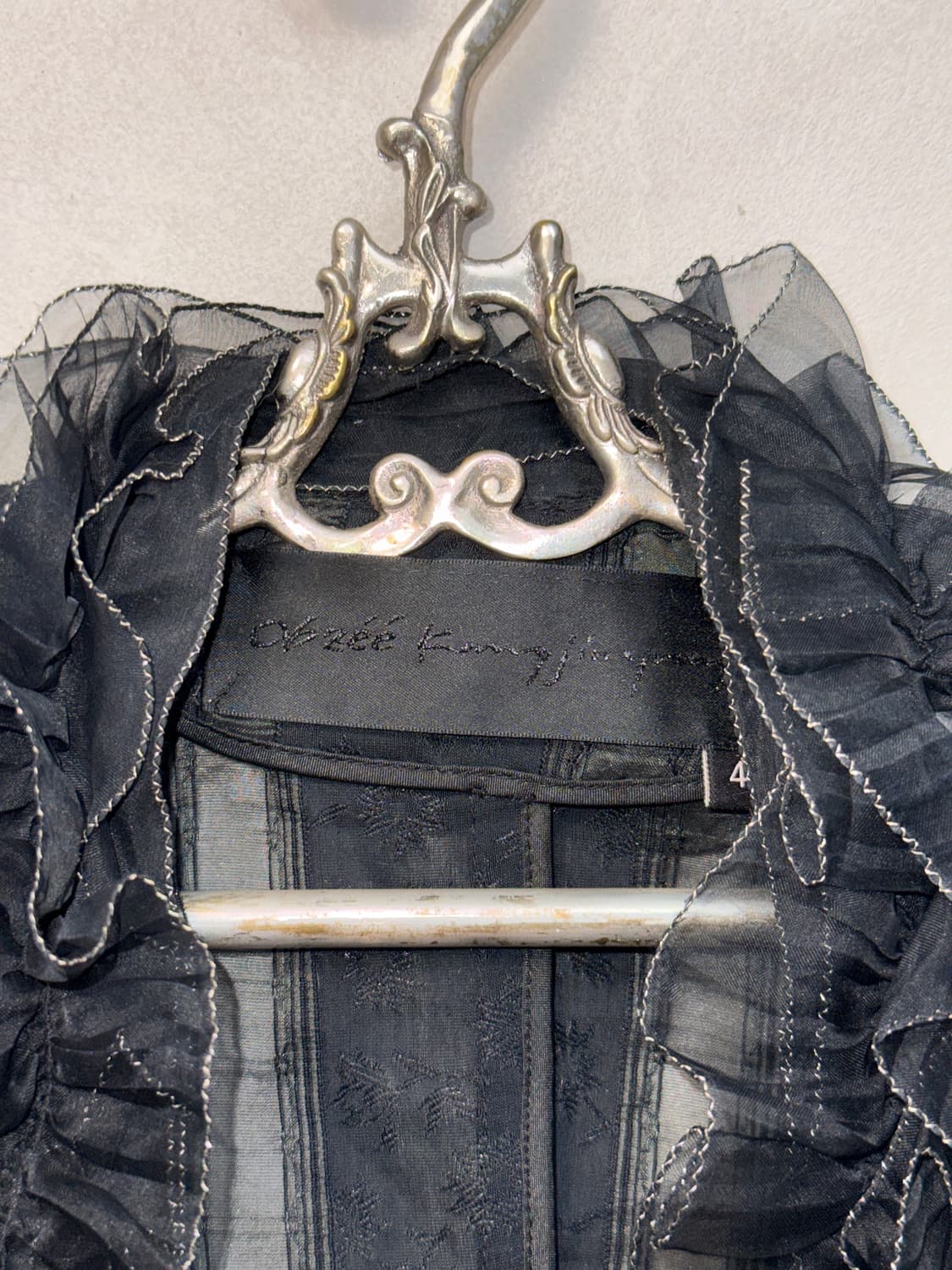 OBZEE black ruffle flower stripe jacket  상품이미지4