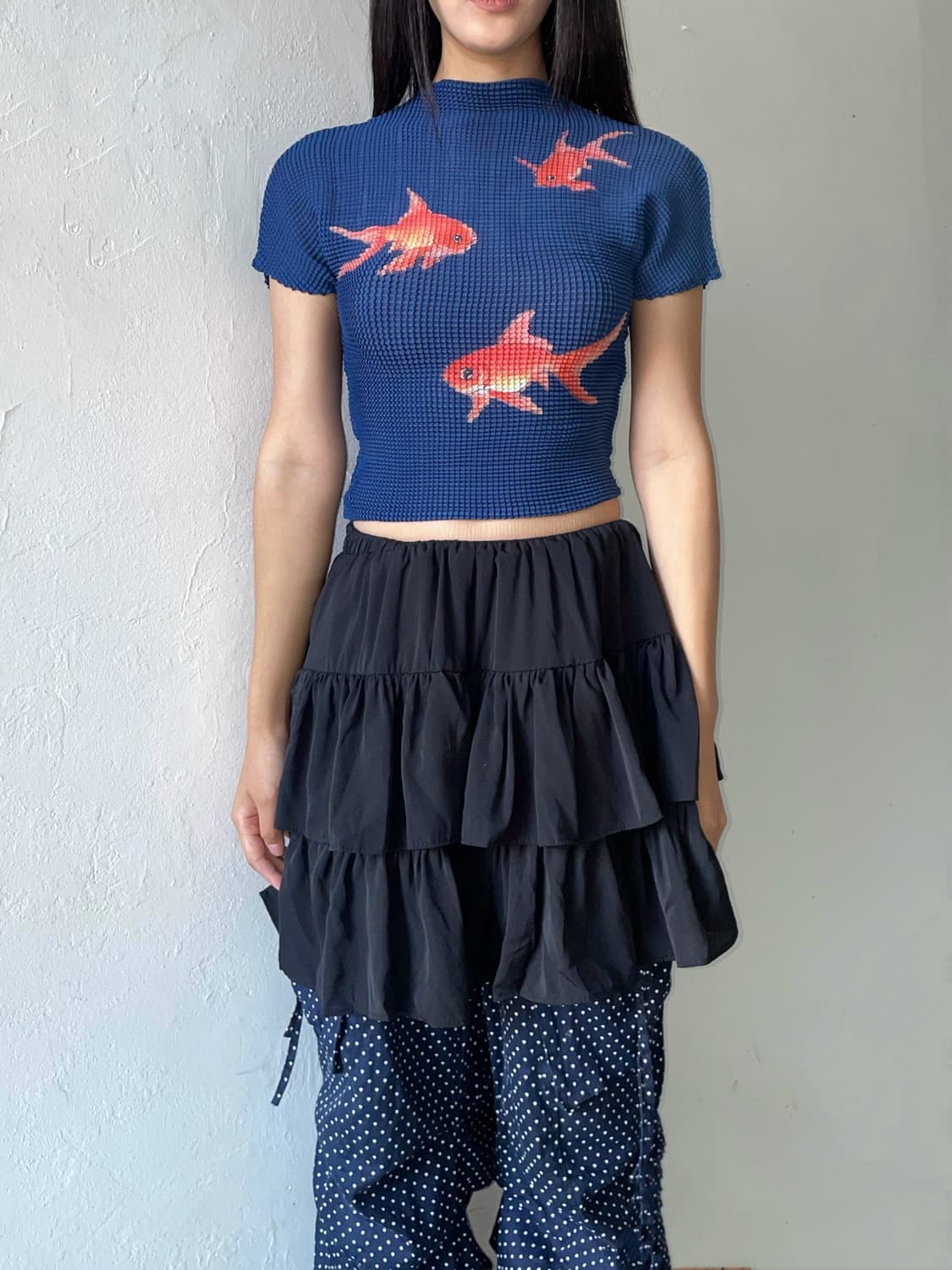 Orange fish friends pleats top 상품이미지3