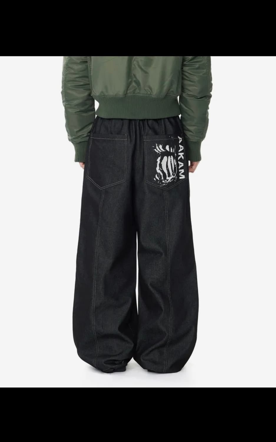 아캄 knee pin-tuck printed denim pants 상품이미지2
