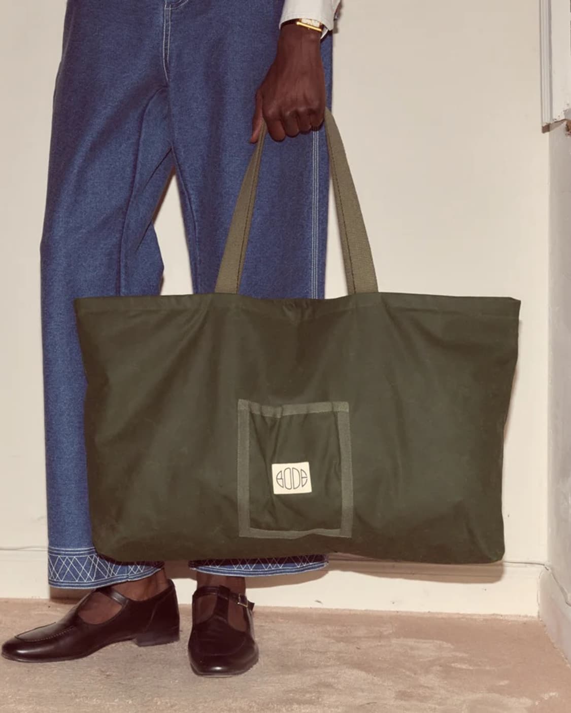 보디 BODE Waxed Cotton Zip 토트백/그린 상품이미지3