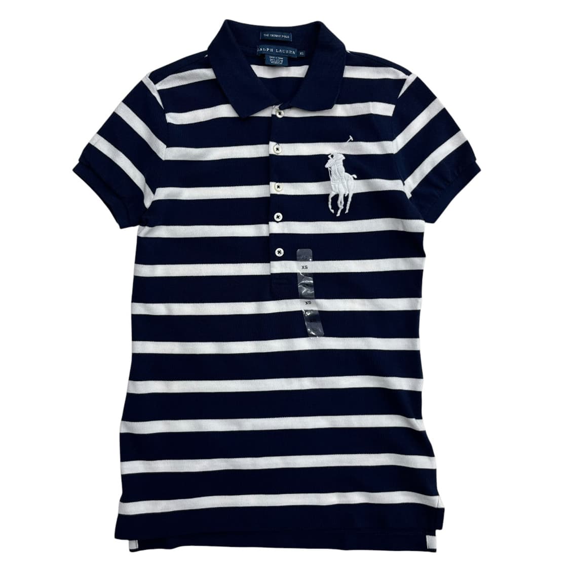 폴로 랄프로렌 빅포니 화이트 단가라 네이비 pk 반팔 XS 상품이미지2