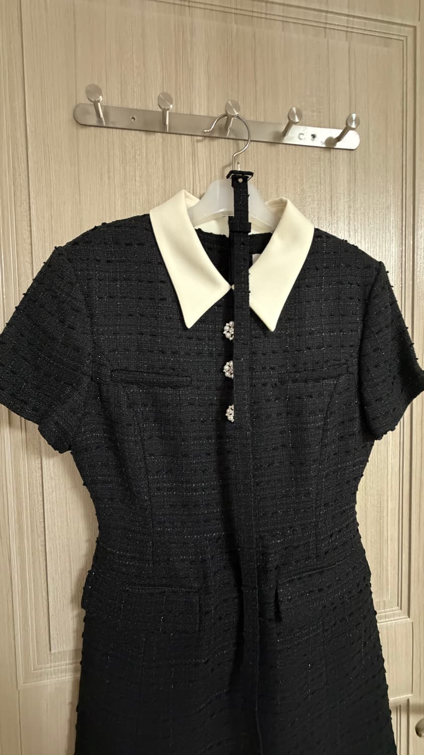 마우솔레움 Tweed Collared Dress - Black 상품이미지5