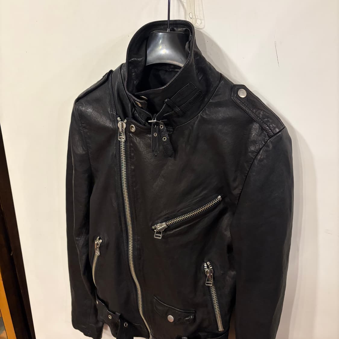 램스킨 사선 양가죽레더 자켓 상품이미지3