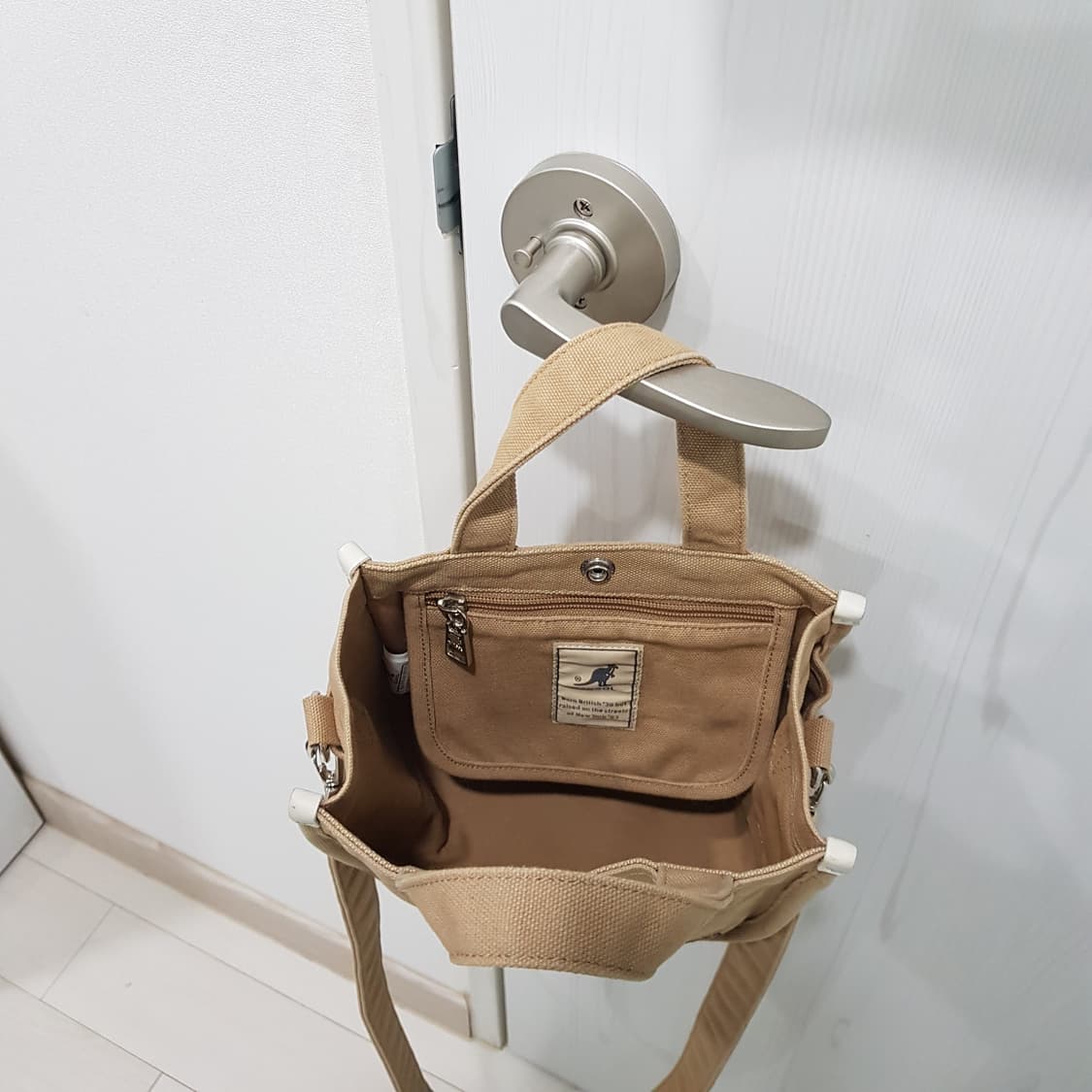 캉골 캔버스 미니 크로스 토트백 베이지 상품이미지7