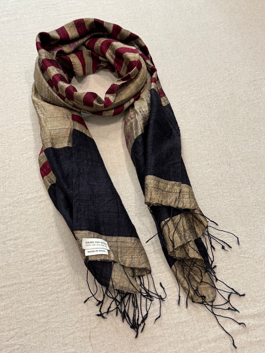 드리스반노튼 실크 스트라이프 머플러 상품이미지2
