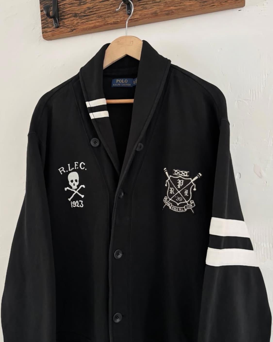 Polo 폴로 랄프로렌 신형 로잉 클럽 블랙 스컬 숄카라 가디건 상품이미지2