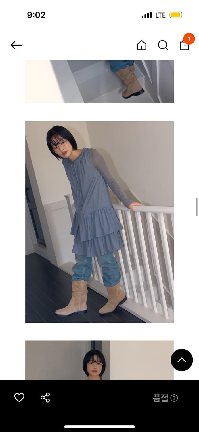 셀리테일즈 check hoodie ruffle dress blue 상품이미지4