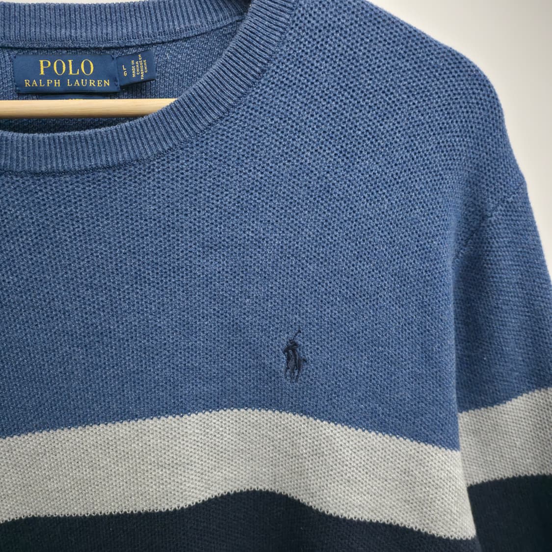 [L] 폴로 랄프로렌 블루 스트라이프 니트 상품이미지4