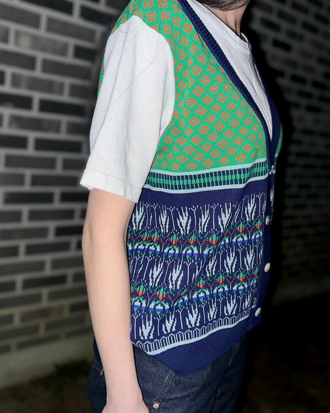 빈티지 에스닉 반소매 니트 상품이미지3