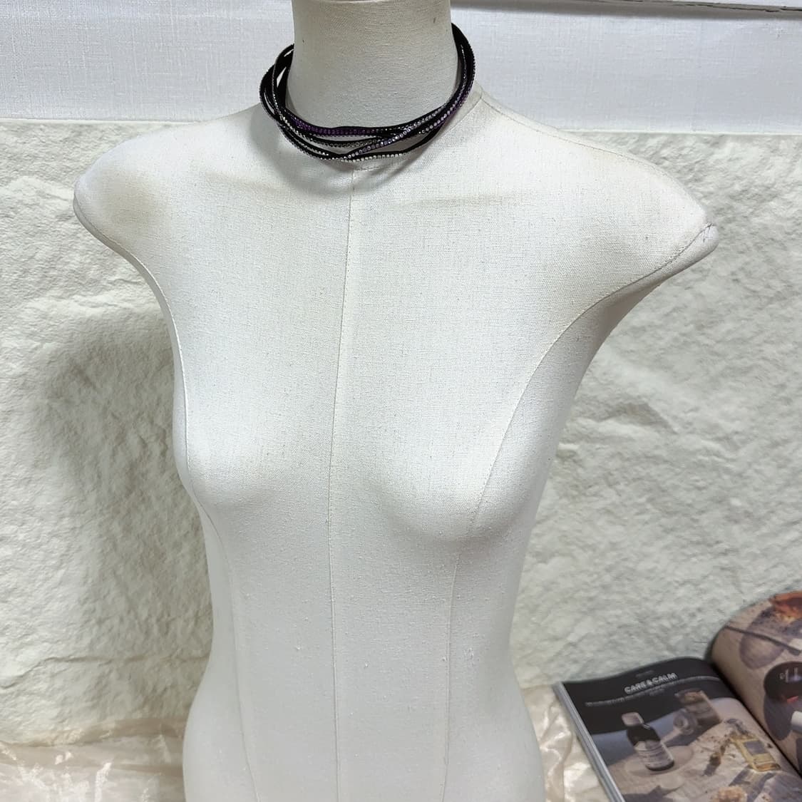 빈티지 컬러 오리엔탈 스웨이드 초커 레이어드 목걸이 상품이미지1