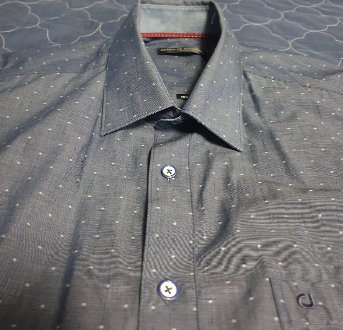 찰스주르당 파리 도트패턴 긴팔셔츠 네이비 (105) 상품이미지2