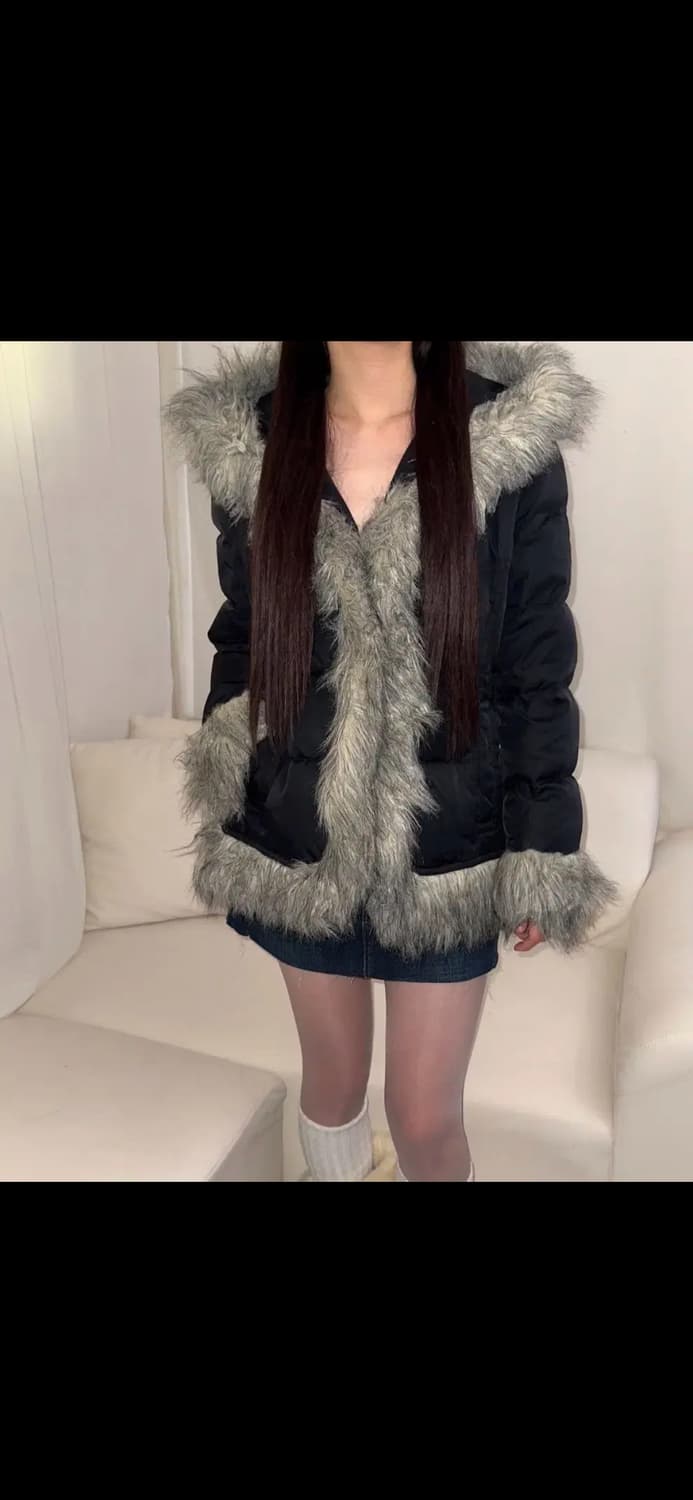 빈티지 퍼후드 패딩점퍼 상품이미지1