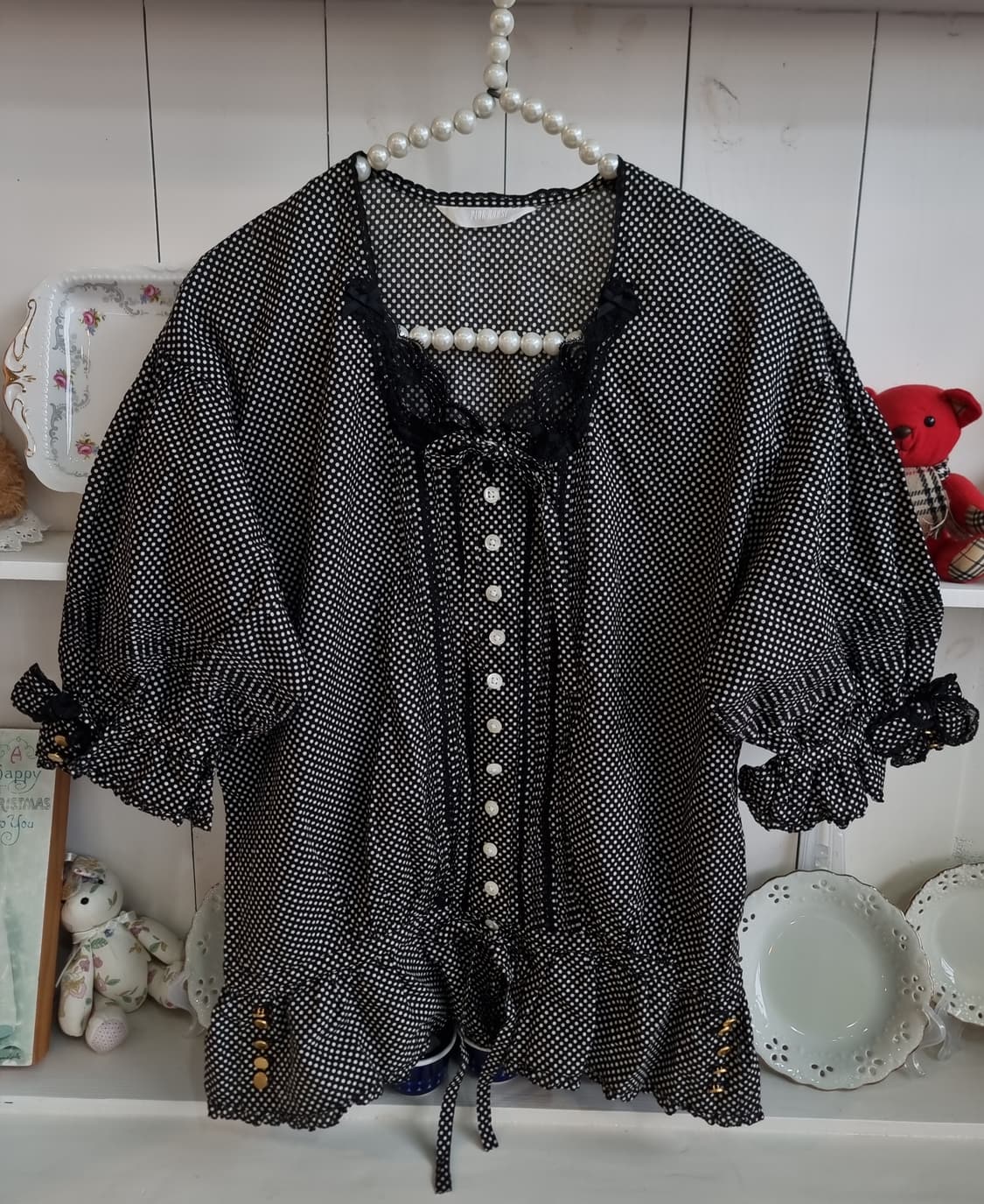 핑크하우스 PINK HOUSE 도트 프릴 블라우스 상품이미지1