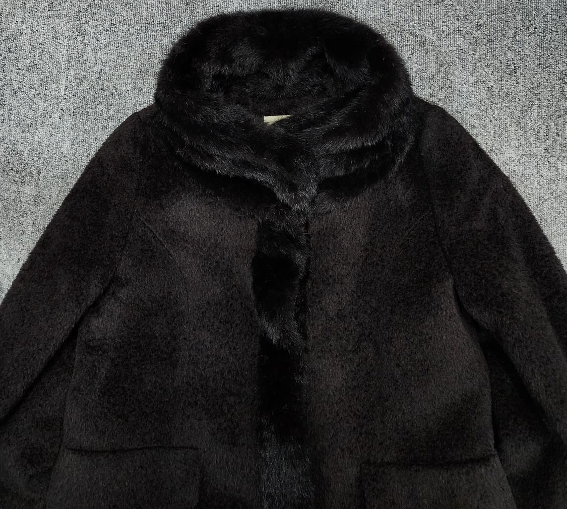  수리알파카 밍크 퍼 카라 빈티지 코트 상품이미지4