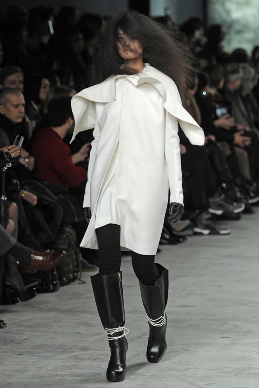 릭오웬스 2013FW 런웨이 아카이브 실크 울 후드 코트 상품이미지2