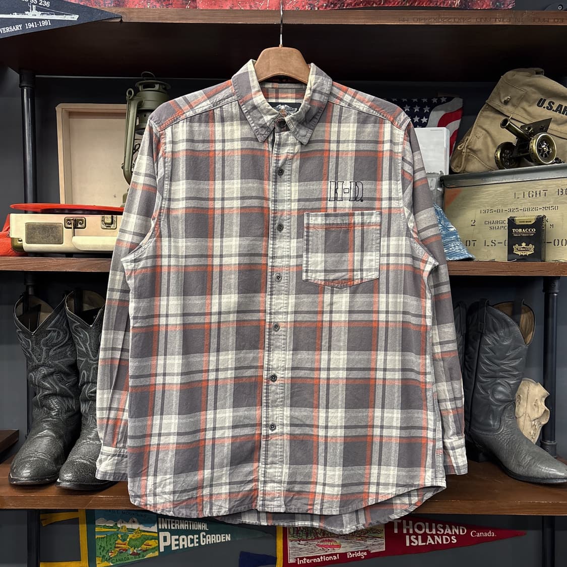 할리데이비슨 시그니쳐 엠브로이드 플래드 체크 워크셔츠 메탈버튼 N869 상품이미지1