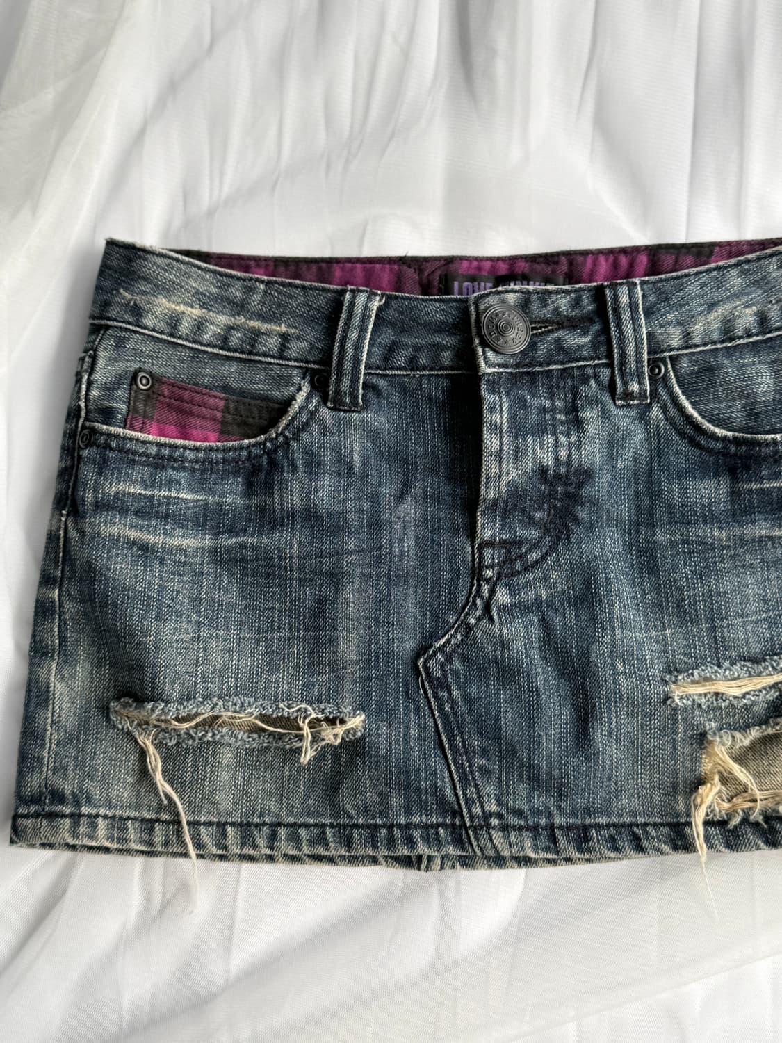 체크포켓 로우라이즈 데님스커트 상품이미지2