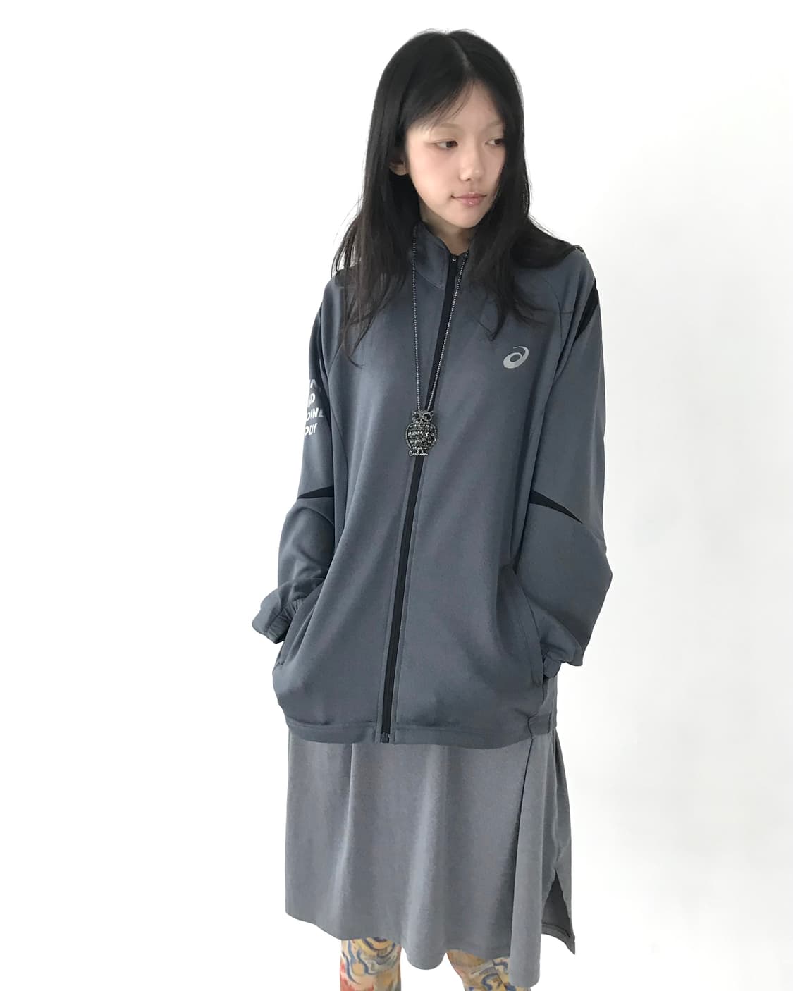 Asics) Cybertic 🦿 grey easy-wear jersey 상품이미지4