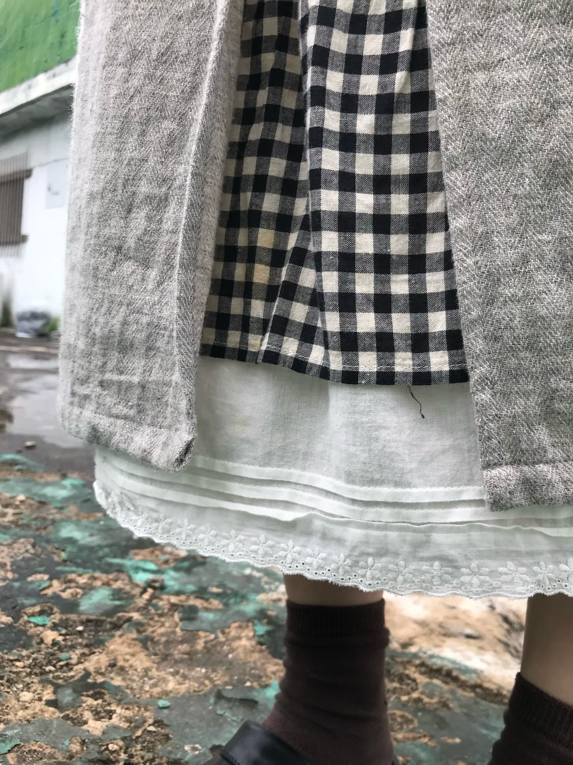 레이어드 레이스 미디 스커트  상품이미지3