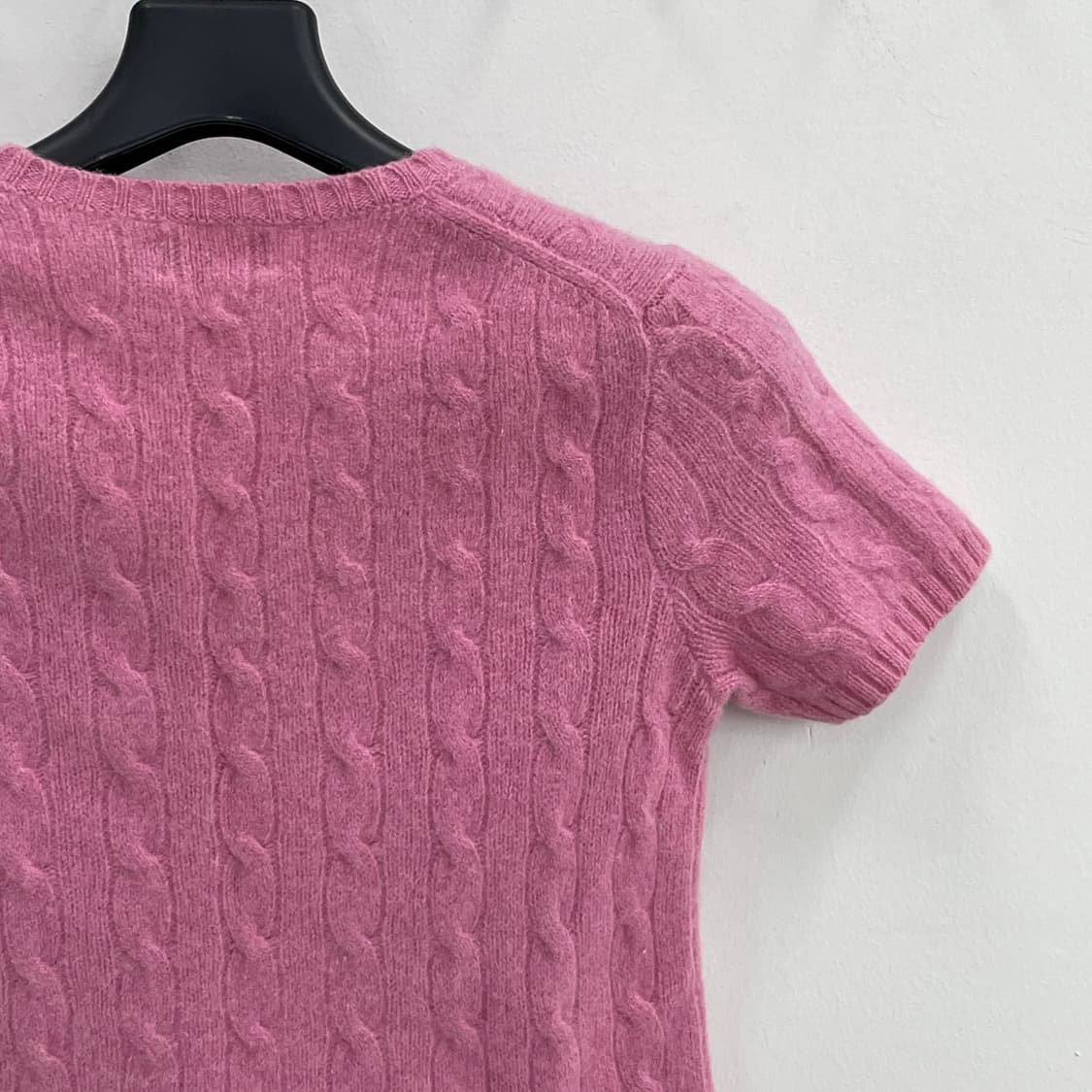 폴로 랄프로렌 캐시미어 블랜드 케이블 꽈베기 핑크 반팔 니트 상품이미지5