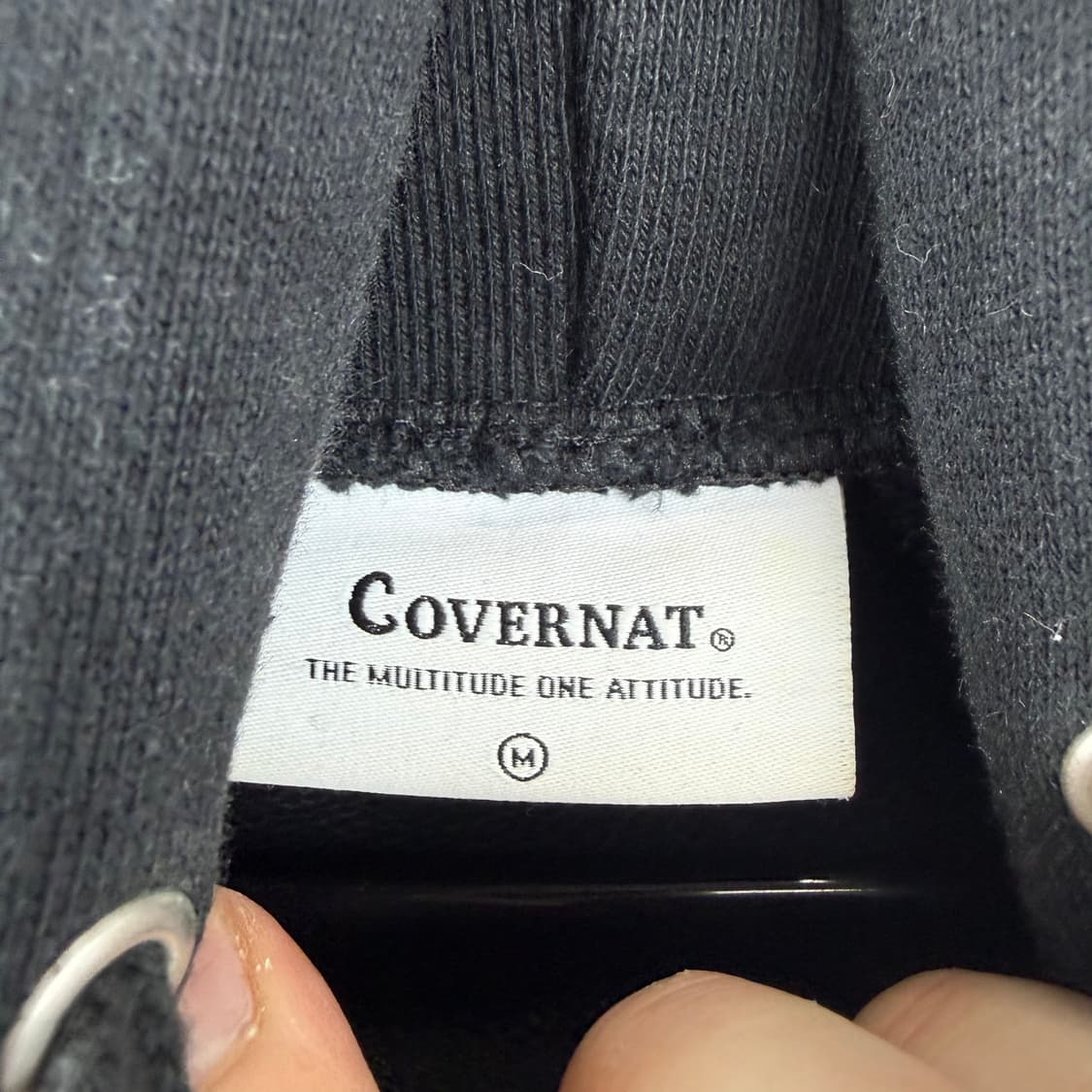 (M) 커버낫 어센틱 아치로고 후드 티 블랙 상품이미지3