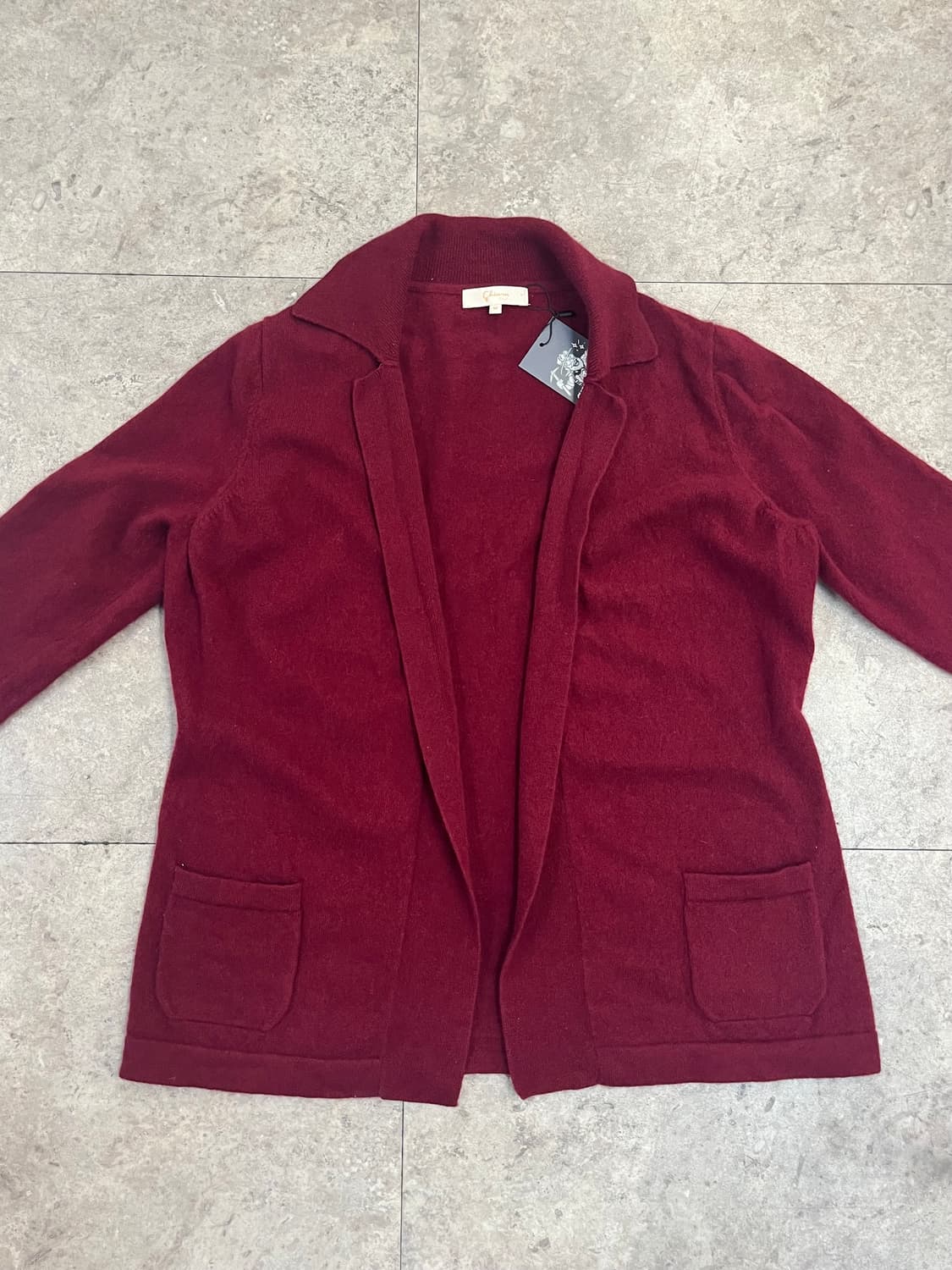 빈티지 캐시미어 오픈 가디건 버건디 M #csz3389 상품이미지5