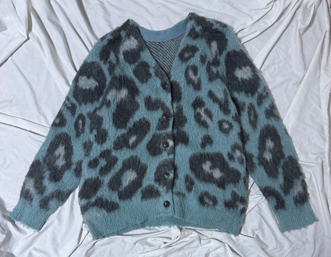 Rose bud 레오파드 모헤어 니트 가디건 상품이미지1