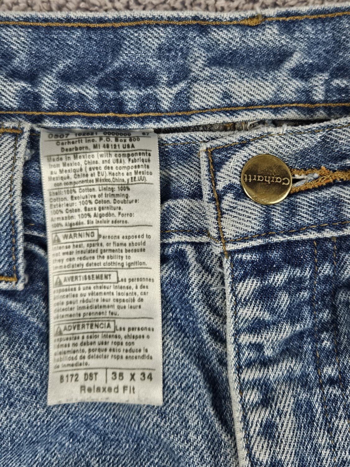 칼하트 헤비 플란넬 체크 데님 워크 팬츠 ( 35X34 ) / 10054 상품이미지7