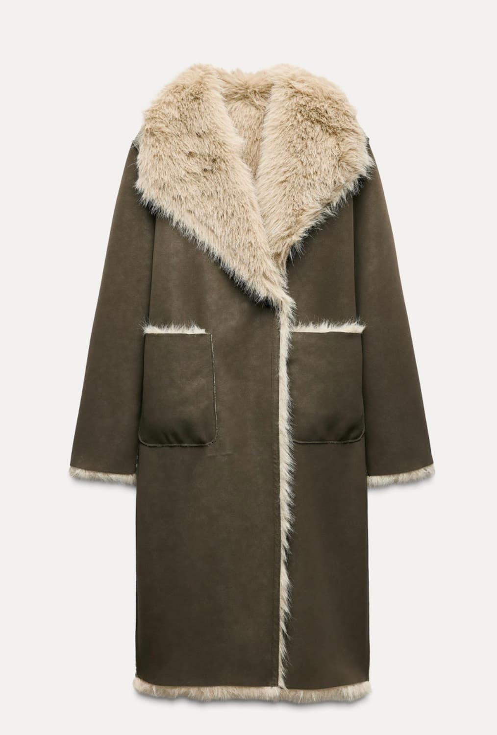 자라 더블 페이스드 리버시블 롱 코트 상품이미지4