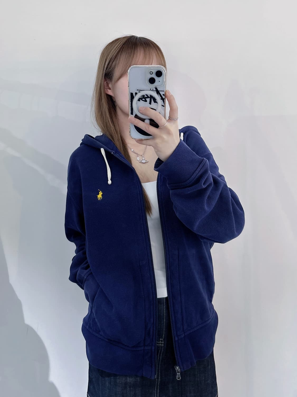 폴로랄프로렌 옐로포니 네이비 후드집업 상품이미지2