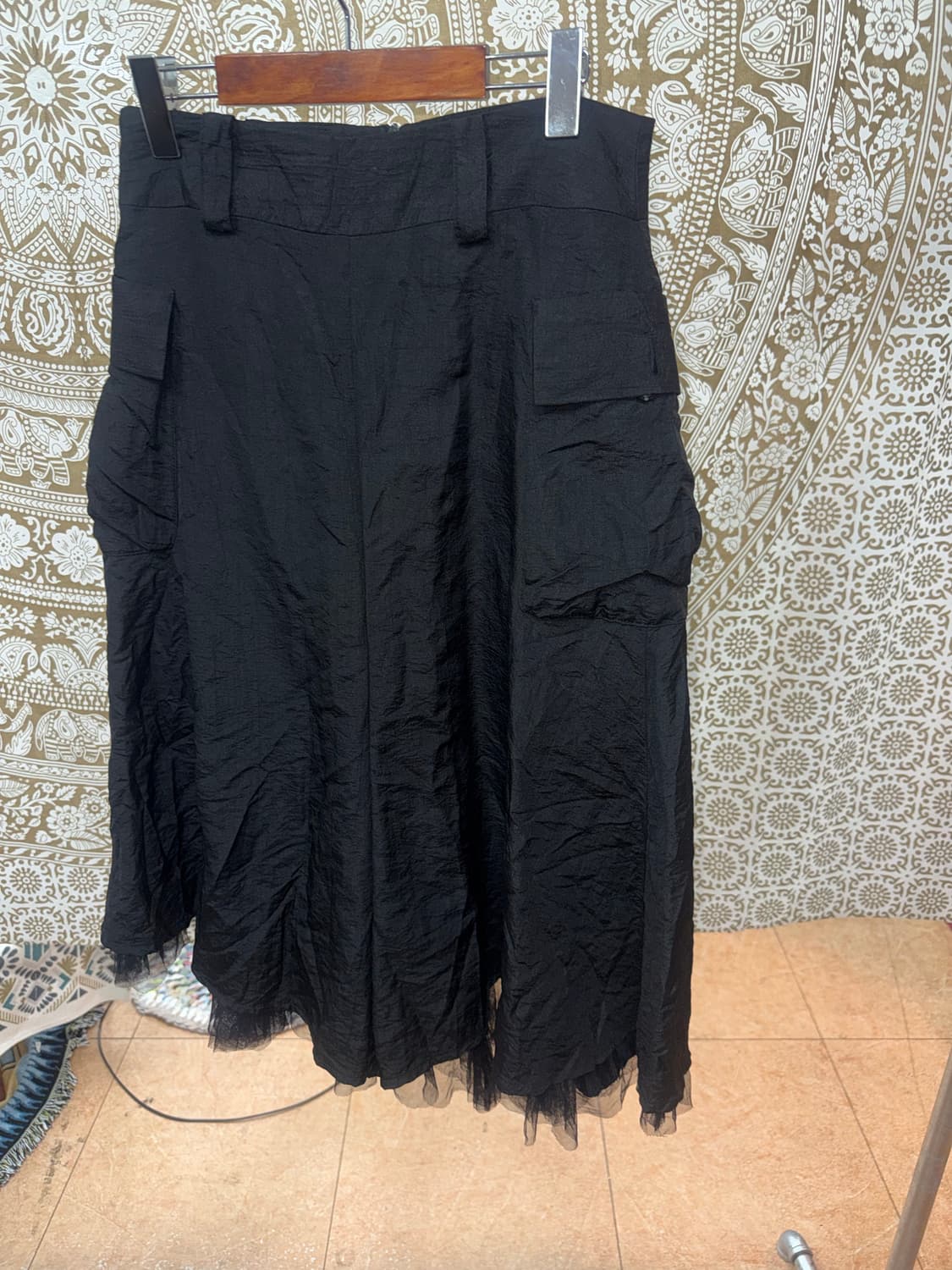 빈티지 여성 레이스 카고 롱 스커트  상품이미지4