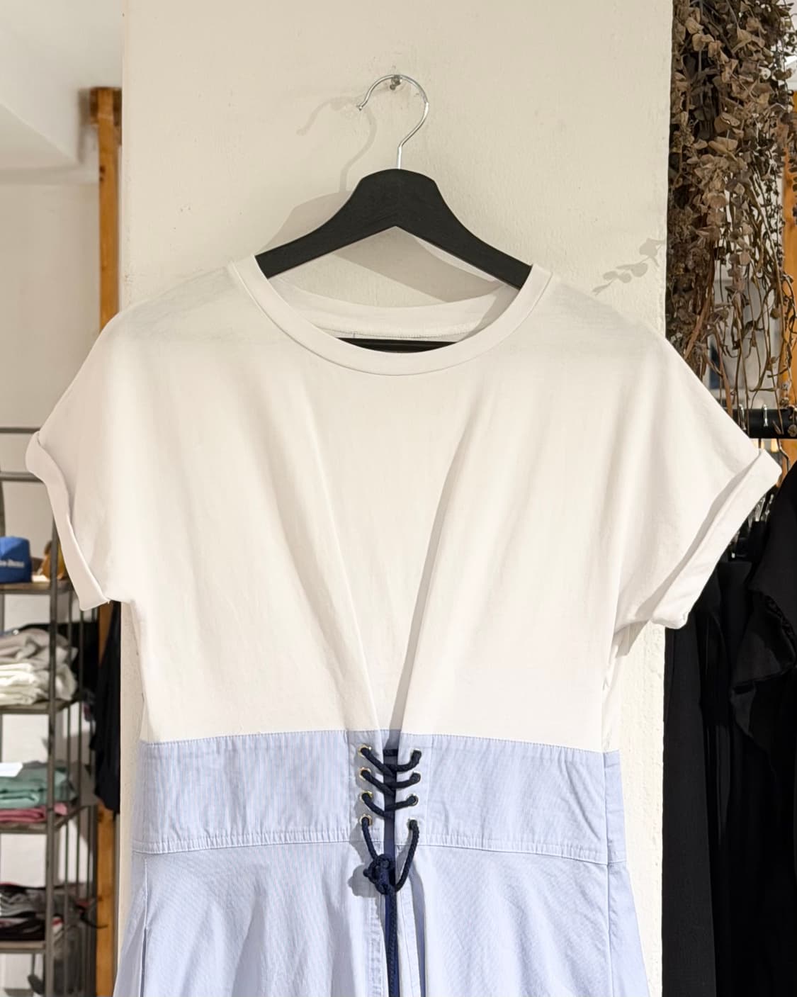 3.1 필립 림 화이트 스카이블루 피스드 코튼 팝린 미디 드레스  상품이미지4