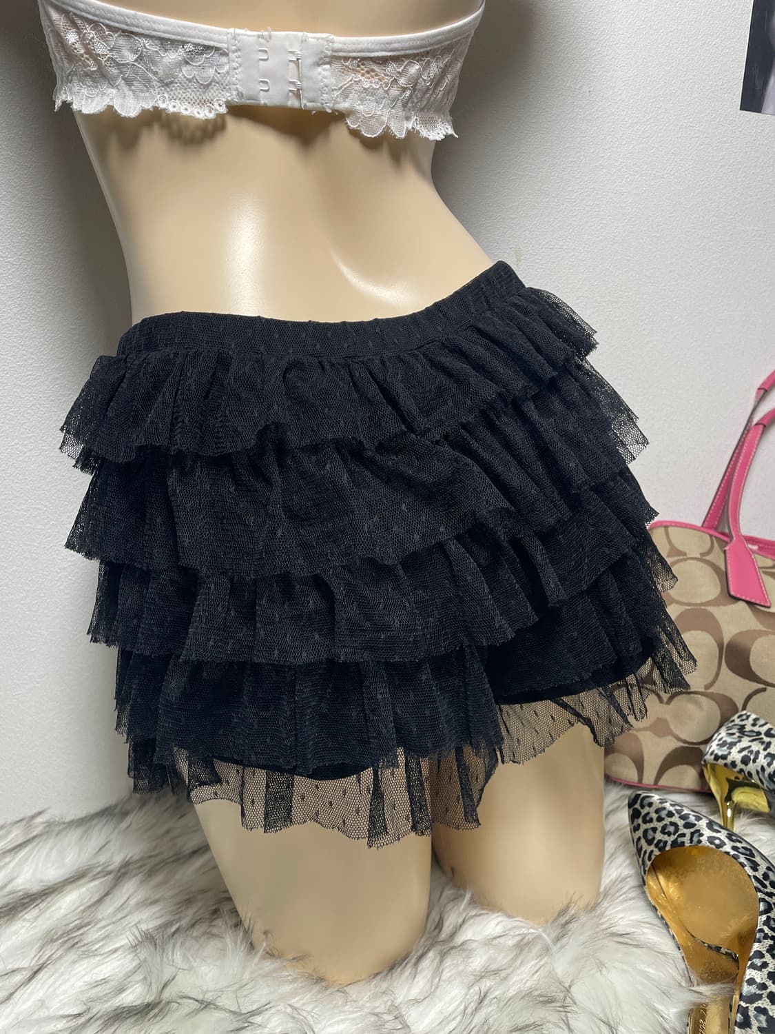 갸루 레이스 도트 캉캉 스커트 팬츠 상품이미지2