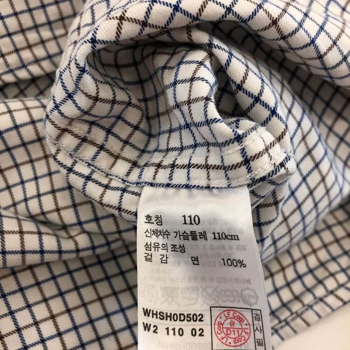 헤지스 자수로고 깅엄셔츠 110 사이즈 상품이미지6