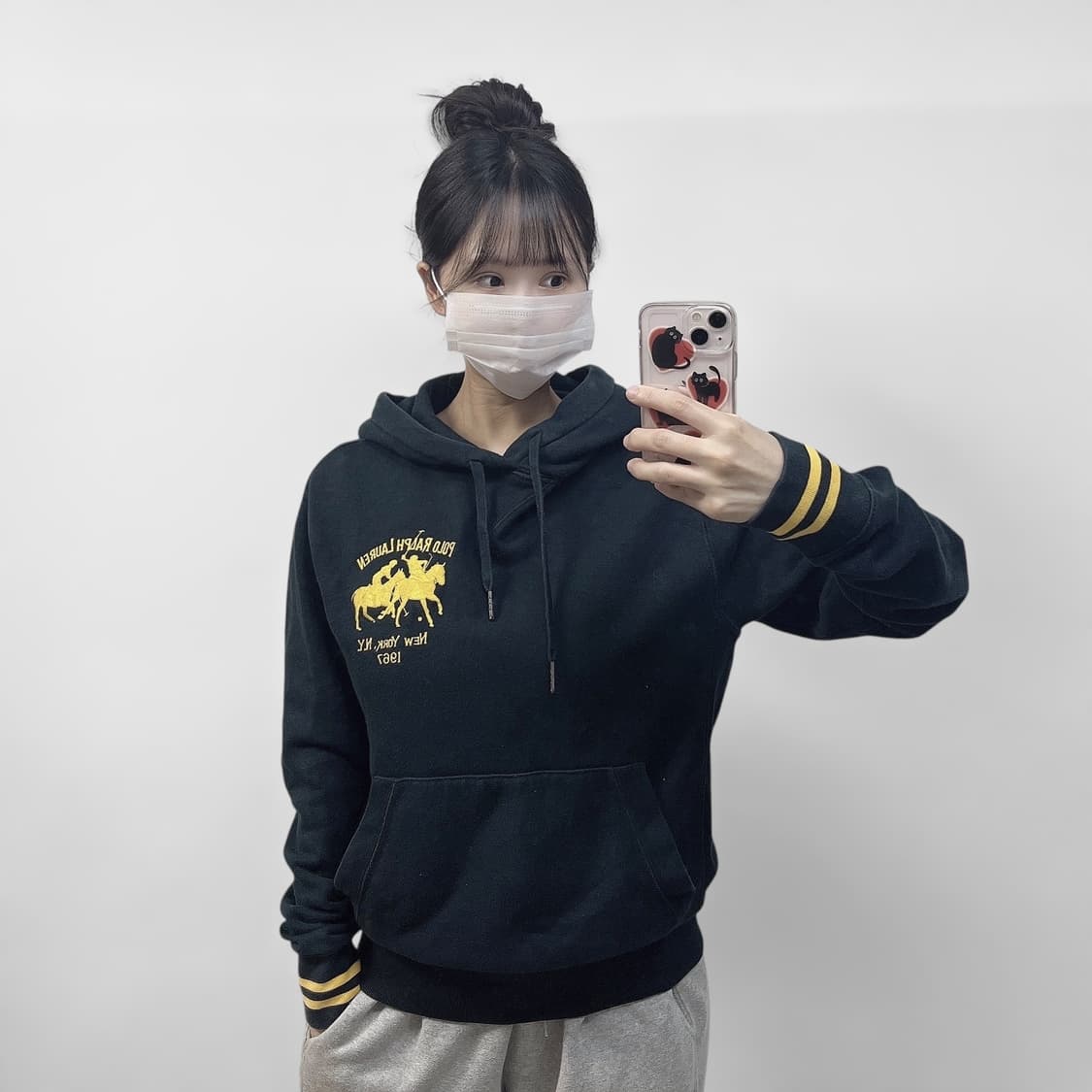 폴로 랄프로렌 더블 빅 포니 자수 후드티 블랙 상품이미지1