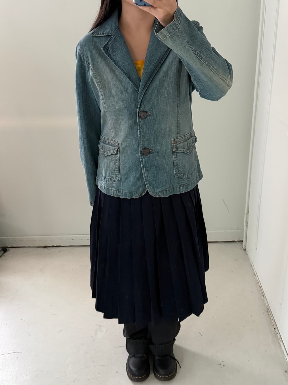 일본빈티지 연청 데님 블레이저 자켓 상품이미지4