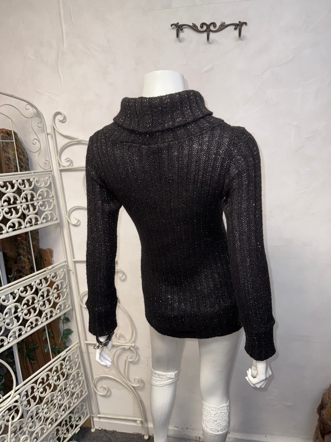 Black y2k cubic printed turtle neck knit 상품이미지3
