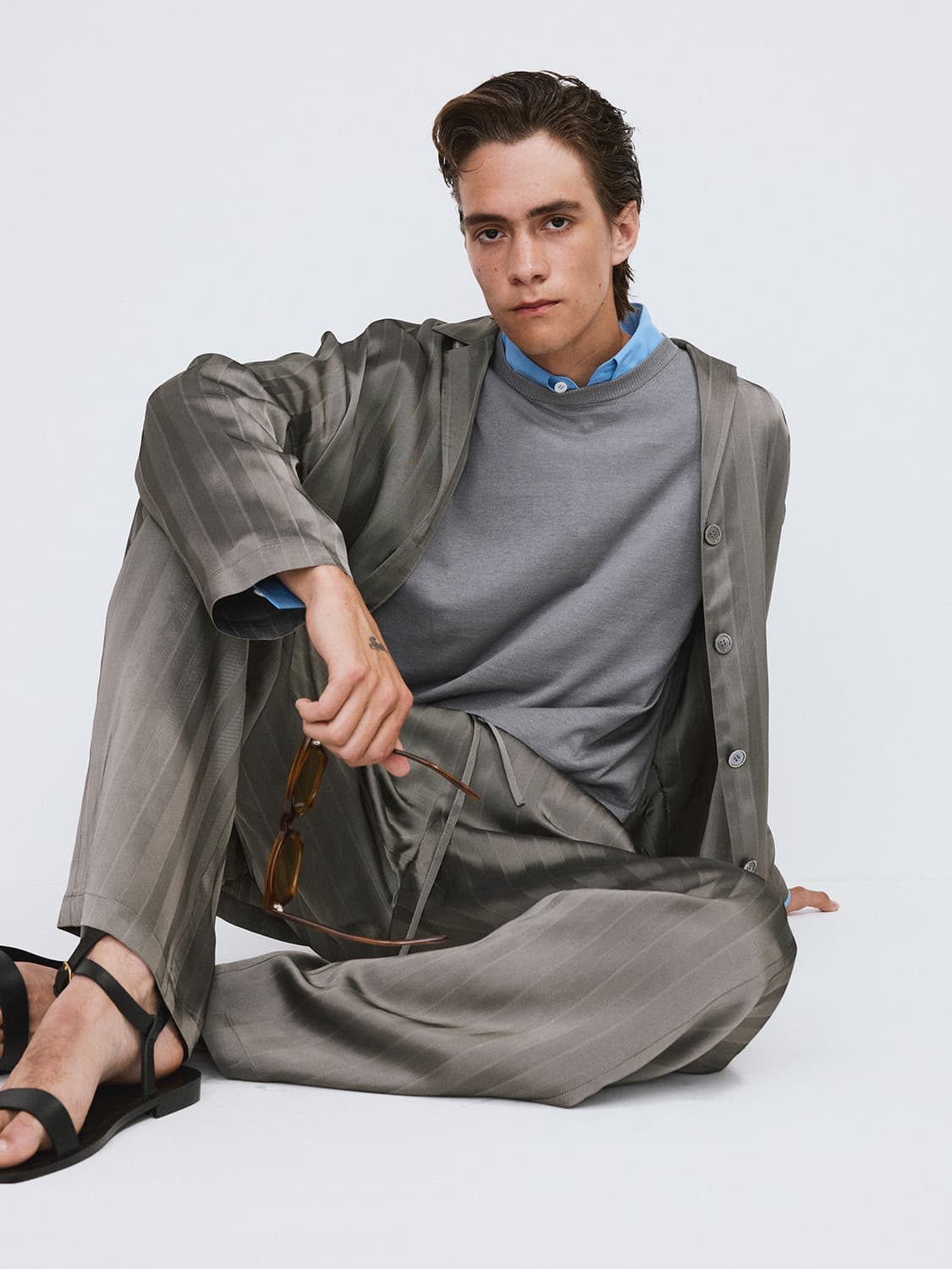 렉토 26SS 실키 라운지 셔츠 미드나잇 그레이 상품이미지1