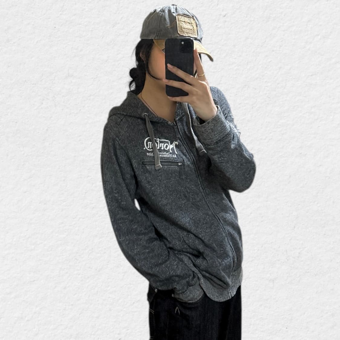 노튼 자수 회색 후드집업 상품이미지3