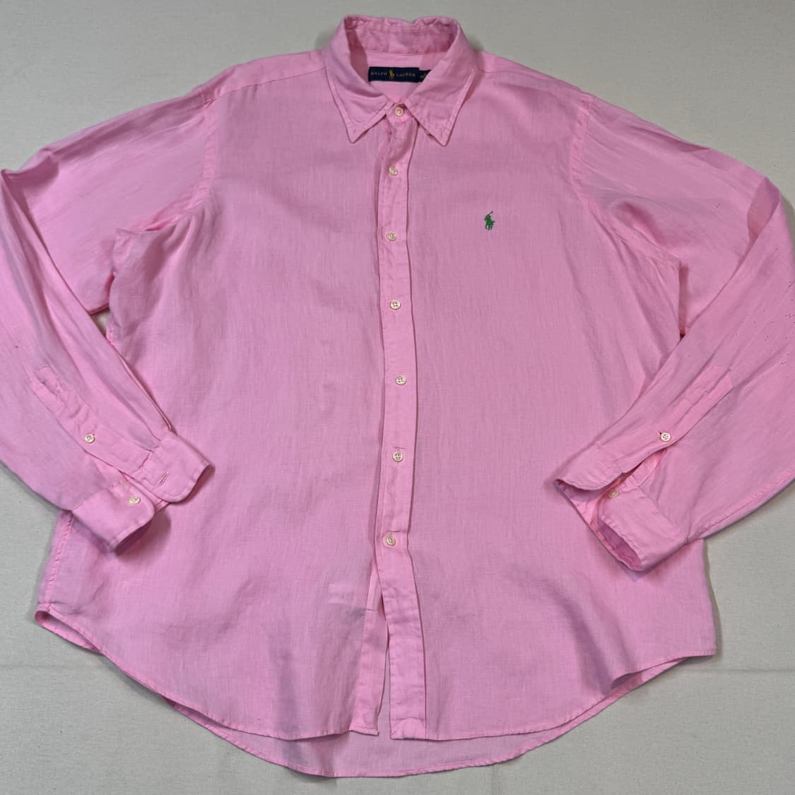 XL) 폴로 랄프로렌 클래식 솔리드 린넨 셔츠 핑크 상품이미지3