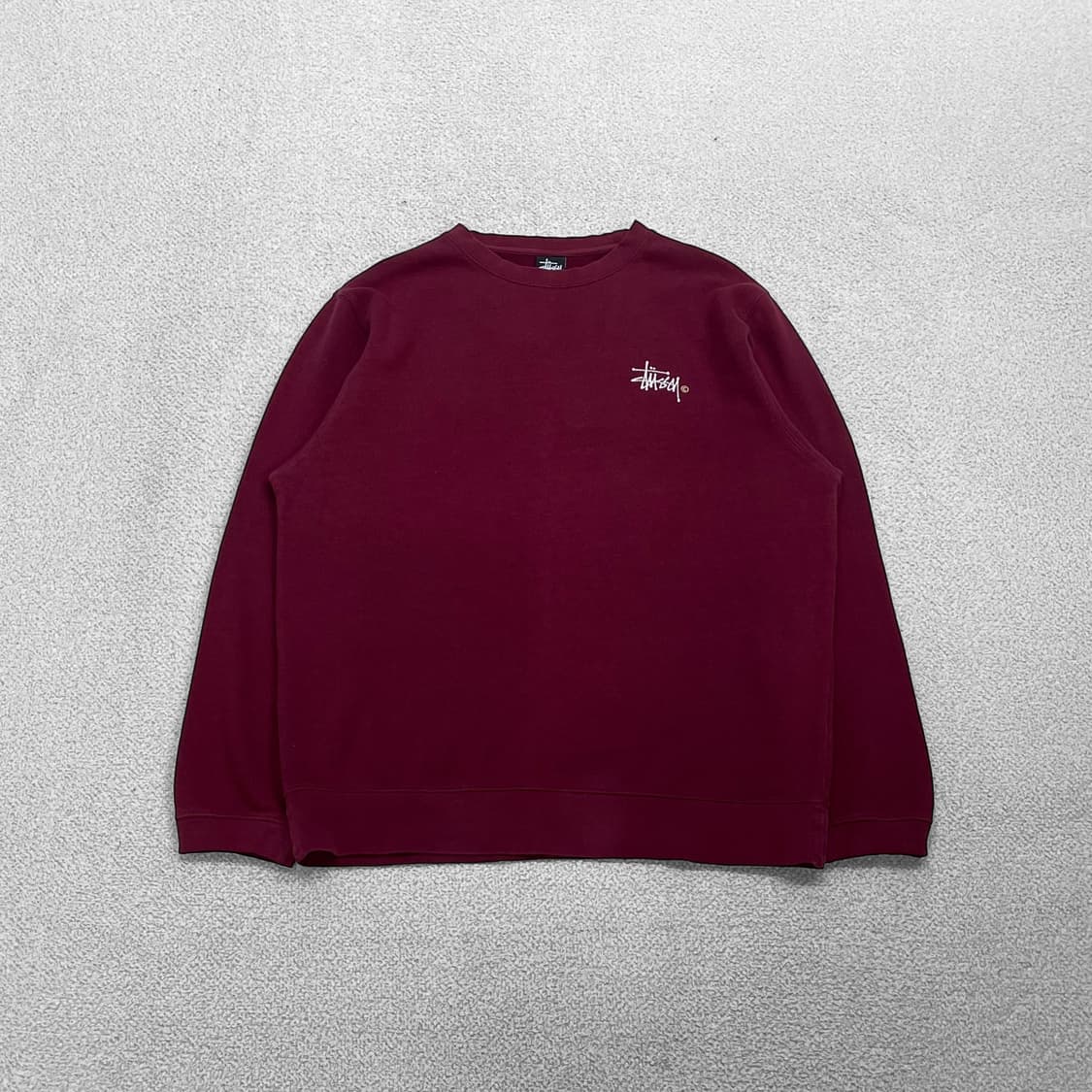 스투시 Stussy 베이직 로고 크루넥 맨투맨 버건디 상품이미지2