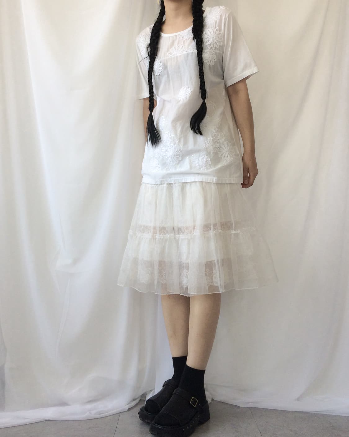Flower fringe pattern t shirt 상품이미지6