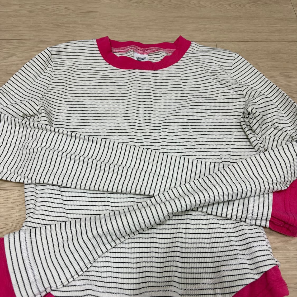 파르티멘토 우먼 스트라이프 더블 레이어드 LS 티_화이트 상품이미지2